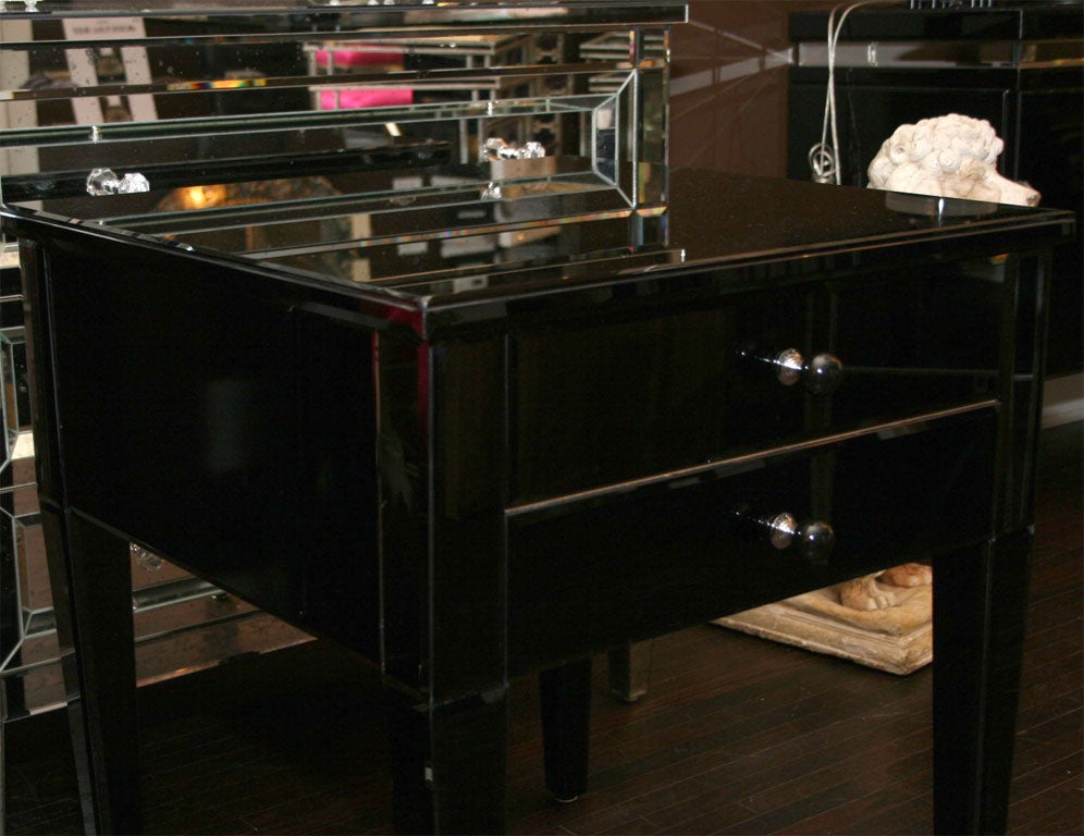 CUSTOM BLACK GLASS COMMODE