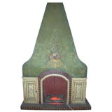 1920s Painted Wood Fireplace with Chimney Breast