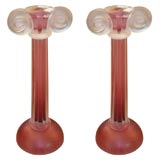 Vintage Two 1980s Murano Glass Canbdlesticks by Cenedese