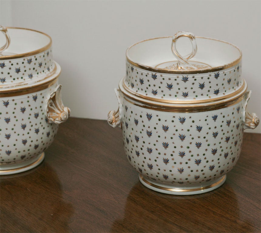 Hand-Painted Pair of 19th Century Derby Fruit Coolers For Sale