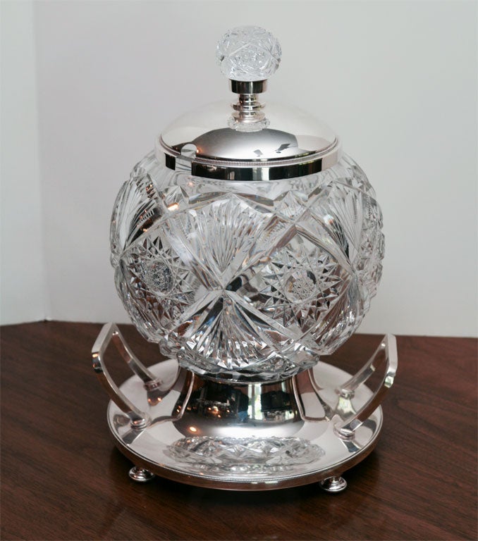 Silver Plate and Cut Crystal Punchbowl Attributed To WMF