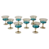 Vintage 8 Venetian stem glasses