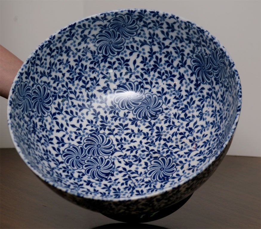 Doulton Burslem Blue and White Footed Punchbowl/Centerpiece For Sale at