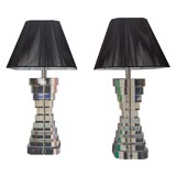 LARGE PAIR OF LUCITE LAMPS BY KARL SPRINGER