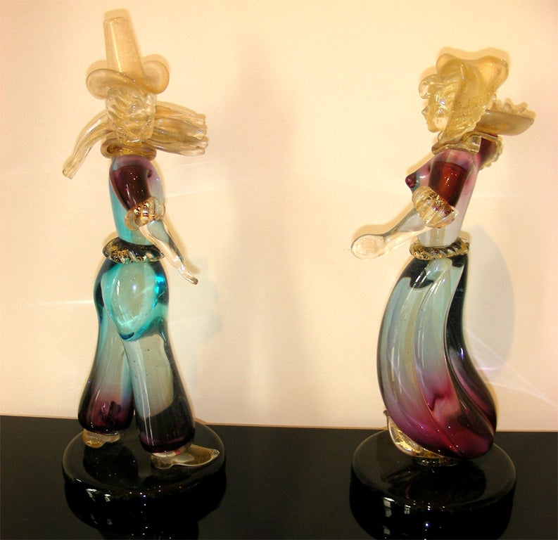 Two 1950s Murano Glass Figurines by Seguso In Good Condition For Sale In Paris, ile de france