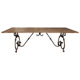 Indoor or Outdoor Teak Top/Metal Base Table