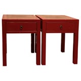 Pair of Red Lacquered Chinese Side Tables