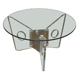 Lucite, chrome, glass coffee table