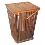 Antique Very Graphic Wood Industrial Hamper / Console Table