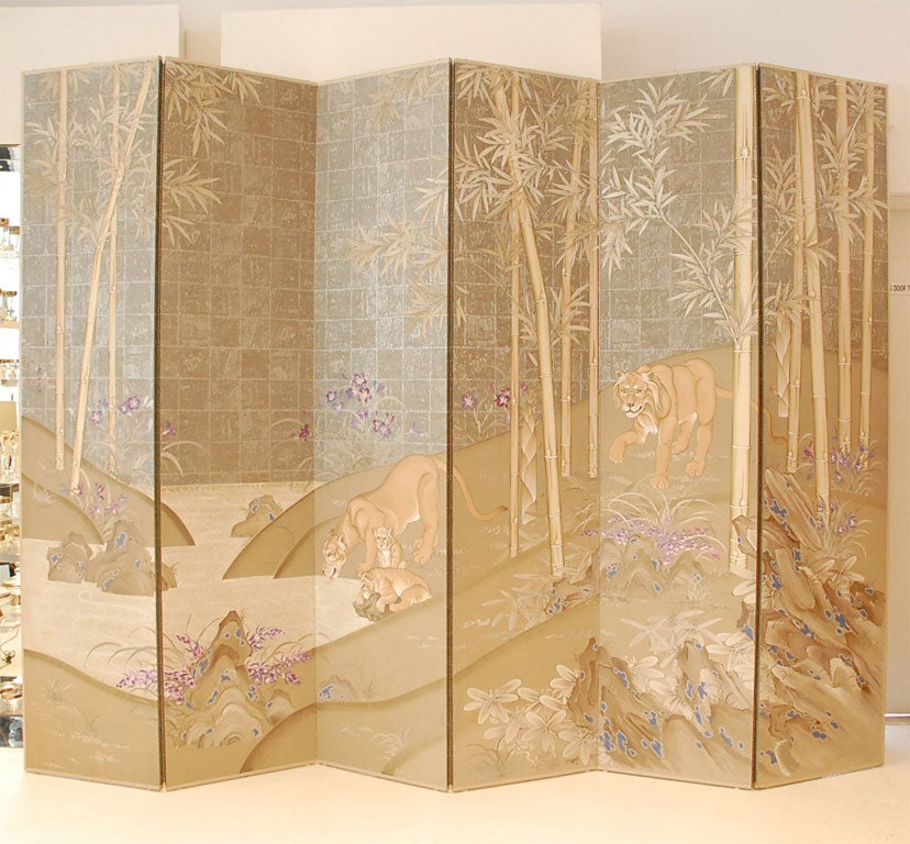Monumental Robert Crowder Six Panel Folding Screen