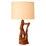 Root Wood Sculpture Lamp with Custom Shade