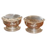 Old Silverplate Half Wall Planters with Handles