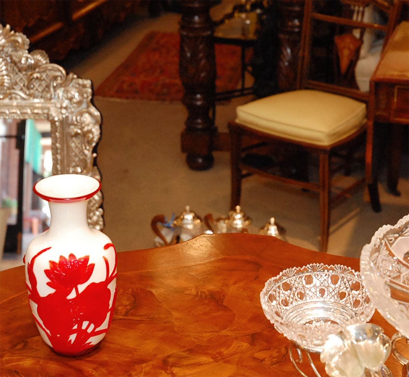 Chinese Red & White Peking Glass Vase