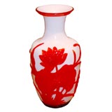 Vintage Red & White Peking Glass Vase