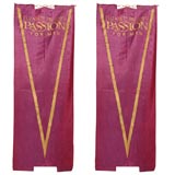 Vintage Pair of Tall Elizabeth Taylor Passion For Men Cologne Banners