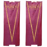 Vintage Pair of Tall Elizabeth Taylor Passion For Men Cologne Banners