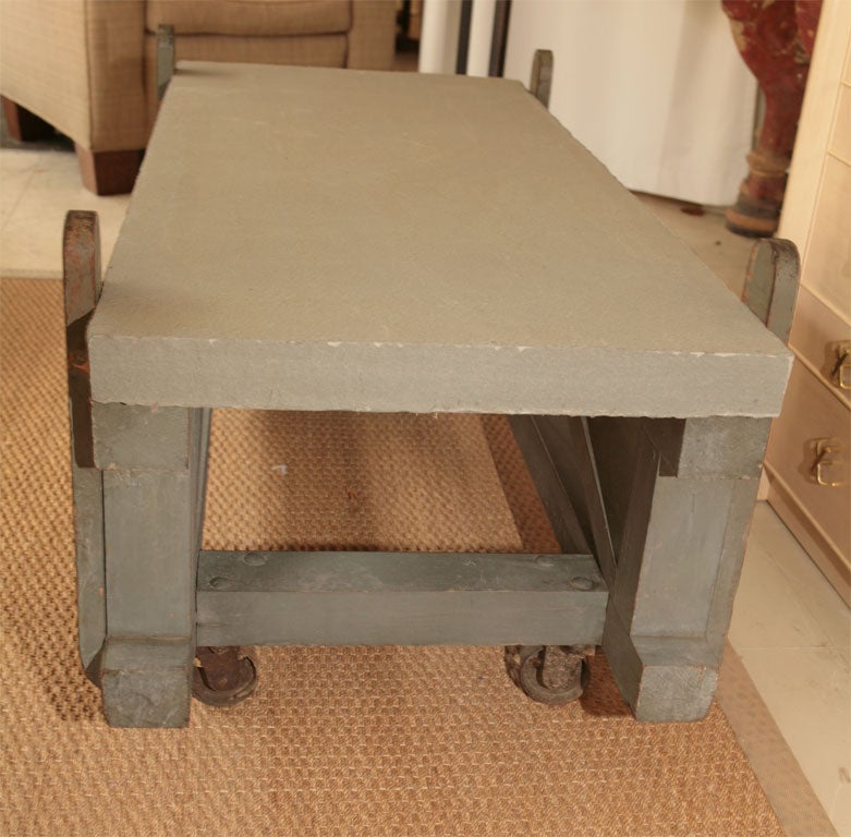 American Work table with thick slate top For Sale