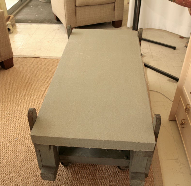 Mid-20th Century Work table with thick slate top For Sale