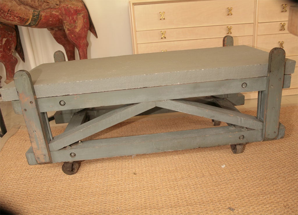 Work table with thick slate top For Sale 2