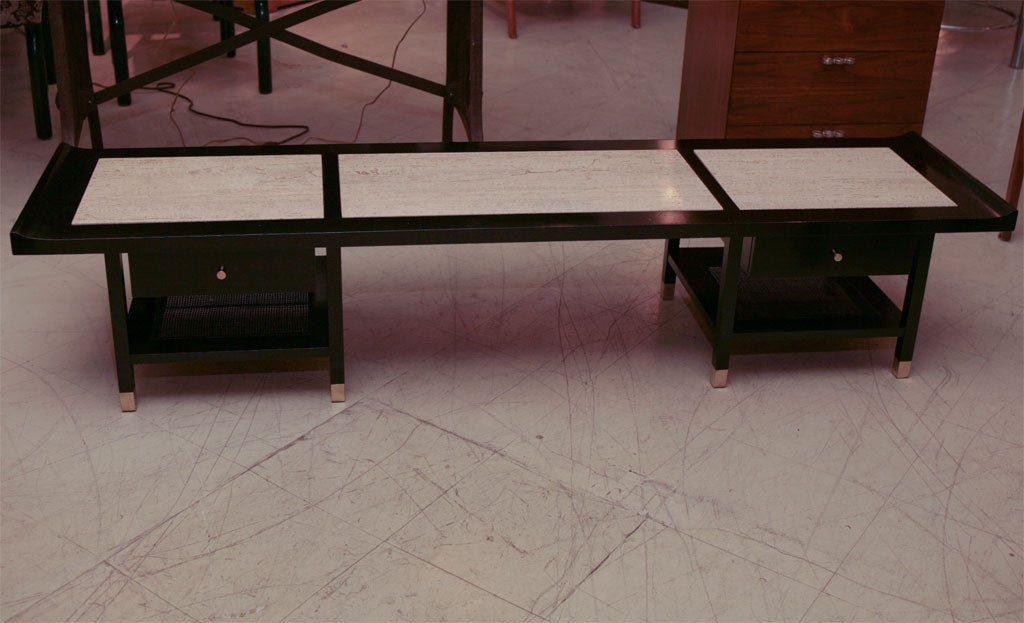 Stained coffee table with canning and travertine top.

Sutter Antiques is currently having a warehouse sale. Over 2000 square feet of inventory at wholesale prices. You can view the collection at our Pop Up showroom- 551 Warren street Hudson, NY