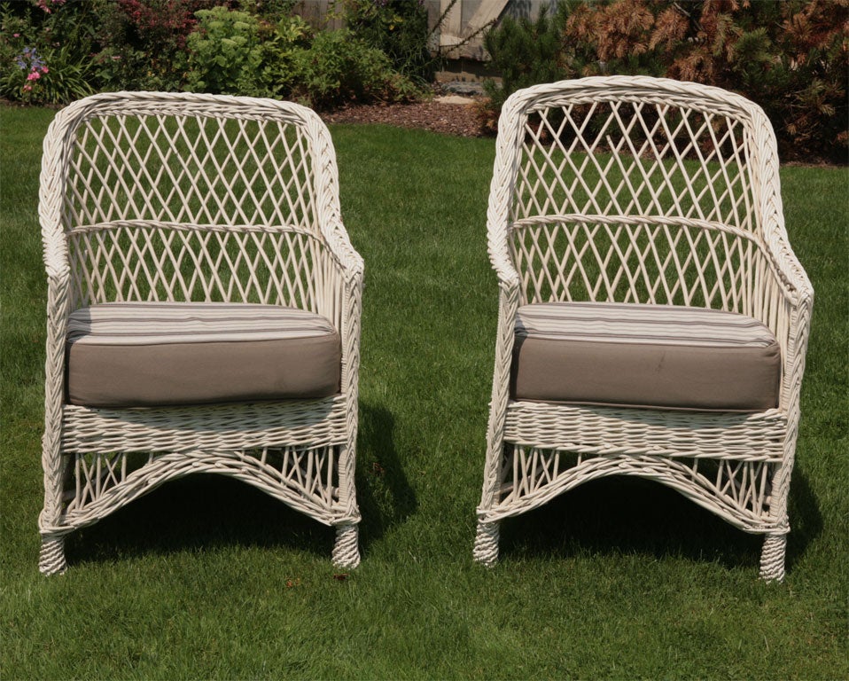 SET OF 4 BAR HARBOR WICKER ARMCHAIRS