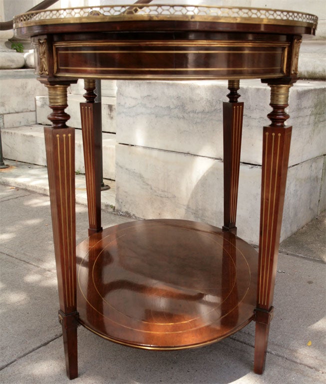 Brass Galleried and Inlayed Oval Table 1