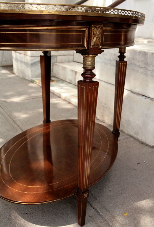 Brass Galleried and Inlayed Oval Table 2
