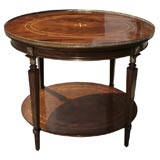 Brass Galleried and Inlayed Oval Table