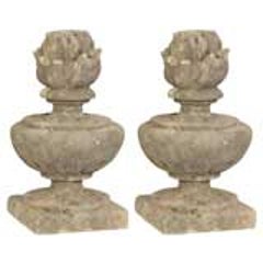 Pair of Carved Stone Finials 1