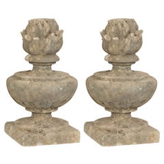 Pair of Carved Stone Finials 