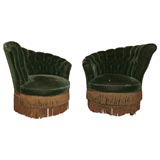 Swirling Deco Tufted Club Chairs