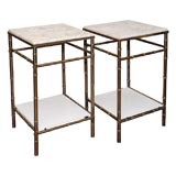 Pair of  Brass Faux Bamboo Side Tables
