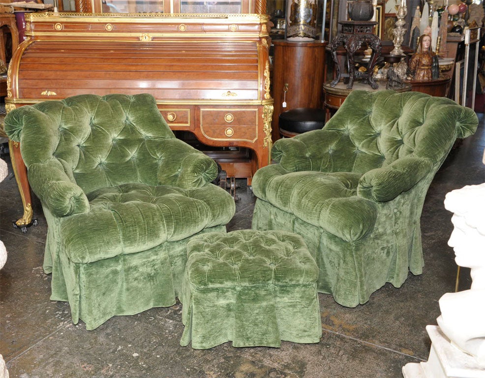 Michael Taylor "Francis Elkins" Arm Chairs and Ottoman