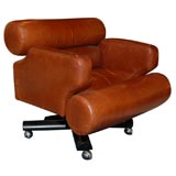 Italian Leather Swivel Chair by Joe Colombo Italian Leather Swivel Chair by Joe Colombo