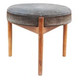 Round  Rosewood Danish Stool on Suede Cushion Seat