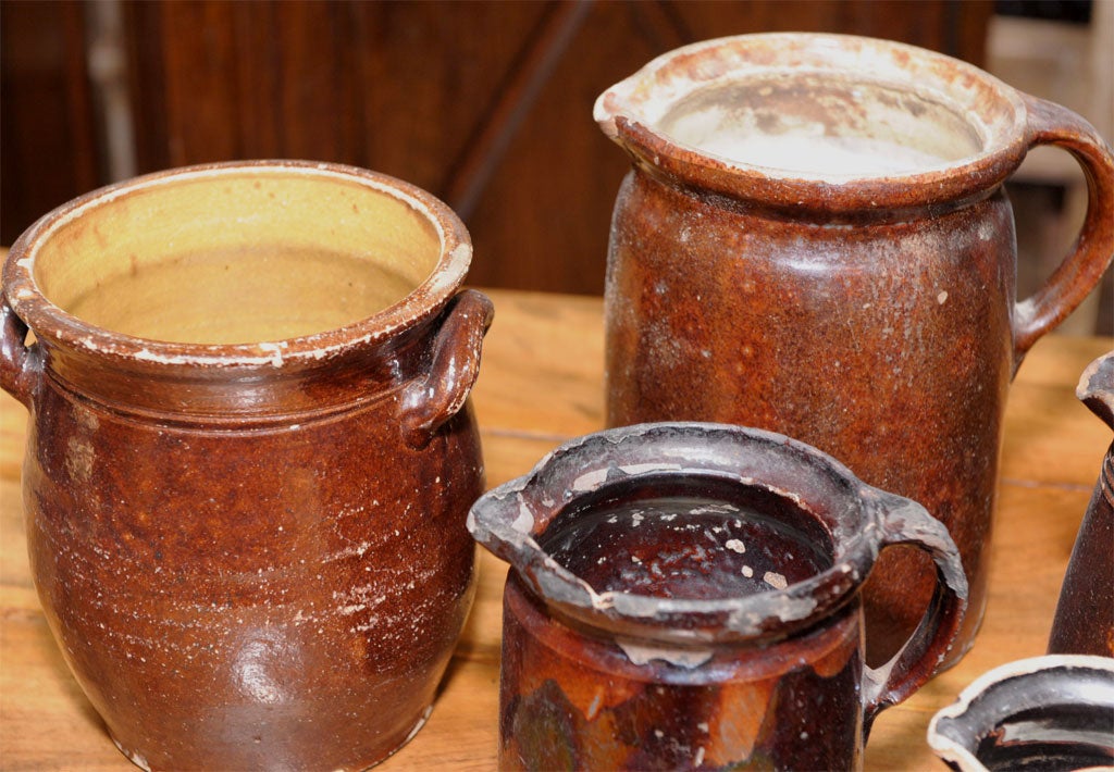 19th Century Assorted Alsace French 19th c. Brown Milk Jugs (Circa 1850) For Sale