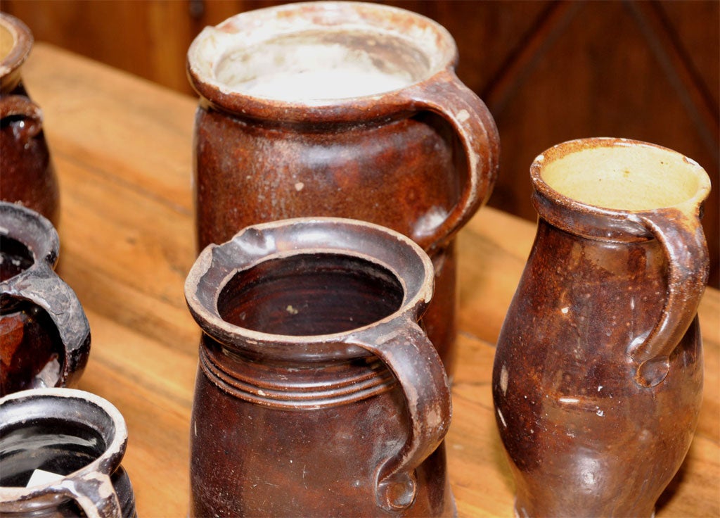 Assorted Alsace French 19th c. Brown Milk Jugs (Circa 1850) For Sale 2