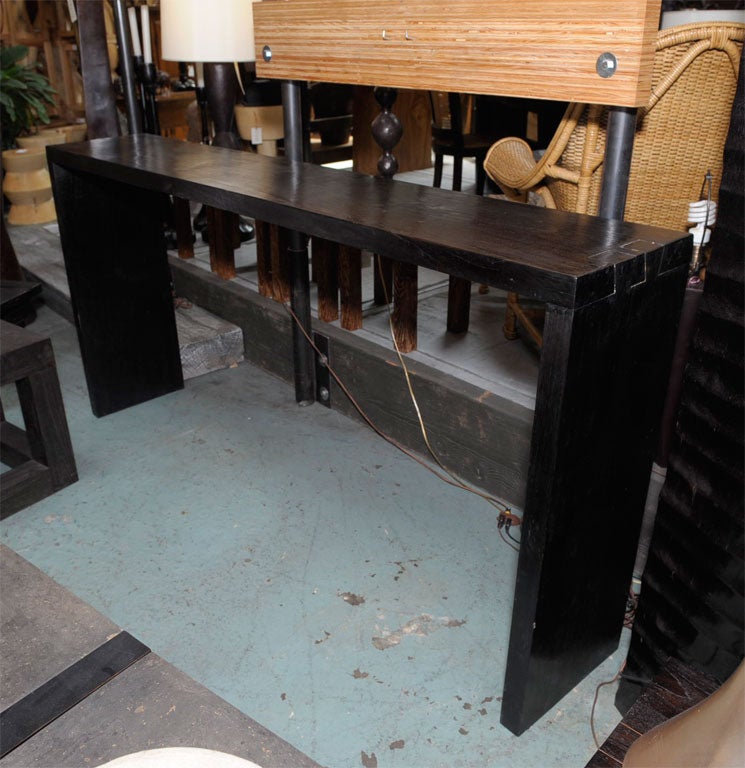 Tall Black Extra Large Teak Console Table (ref# 7098)