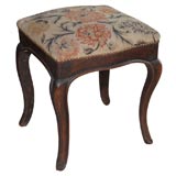Walnut Footstool with Needlepoint Top