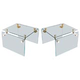 Pair of Glass Side Tables in the Manner of Karl Springer Pair of Glass Side Tables in the Manner of Karl Springer