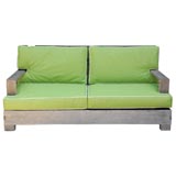 Weathered Art Deco-style teak sofa