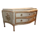 A Venetian Painted and Silver Gilt Two Drawer Commode