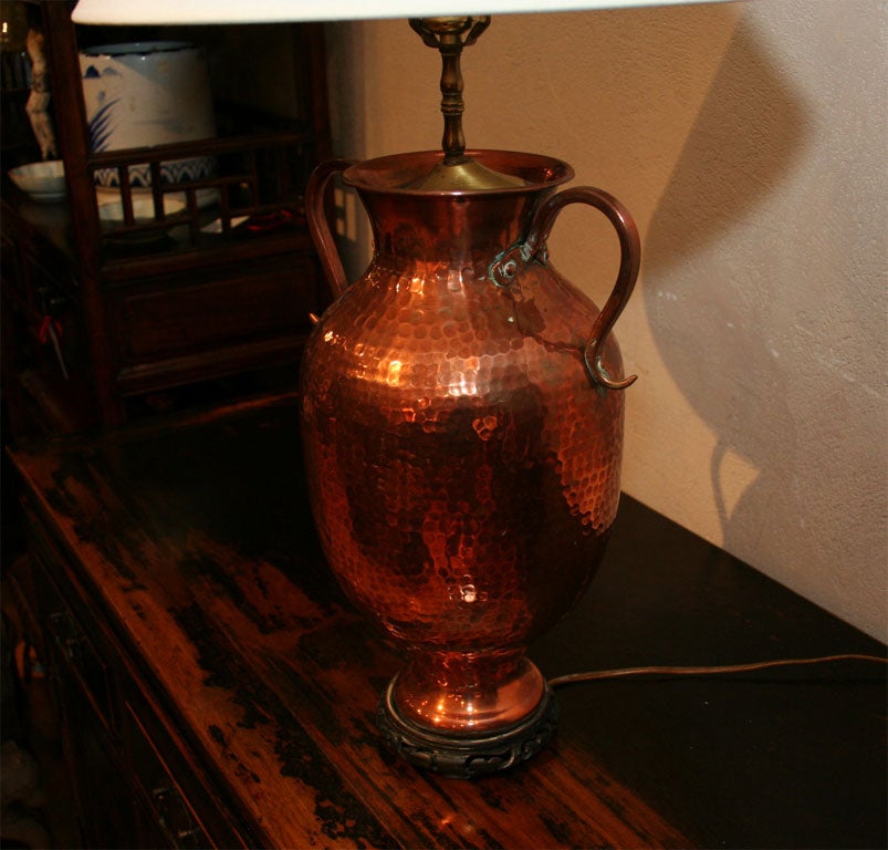 Chinese Pair of Shanghai Art Deco Copper Lamps In Excellent Condition For Sale In New York, NY