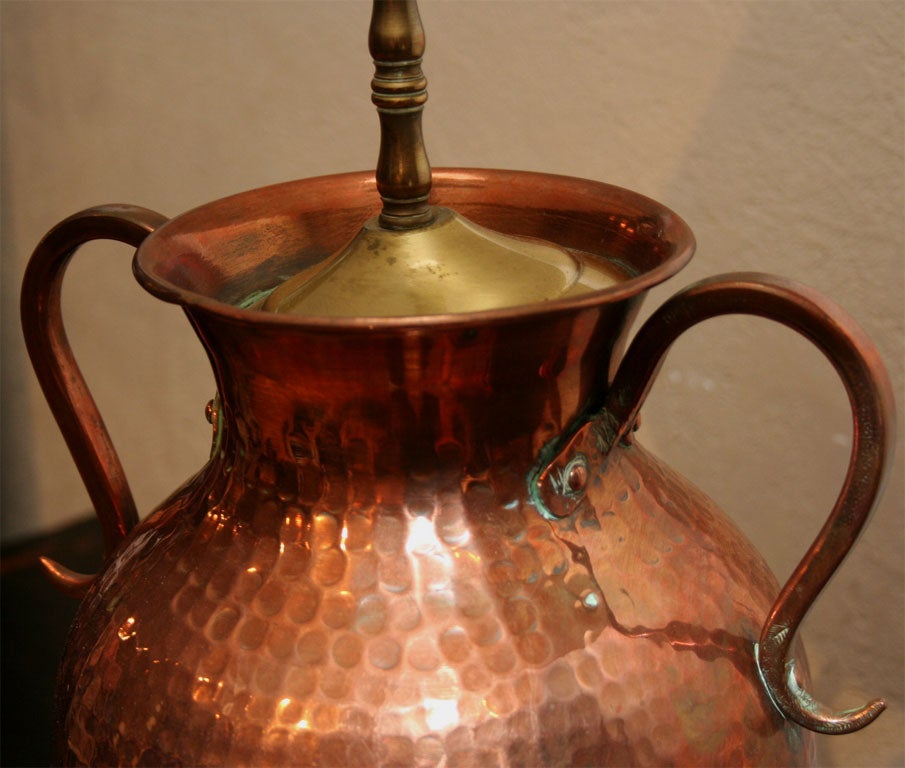 Chinese Pair of Shanghai Art Deco Copper Lamps For Sale 1