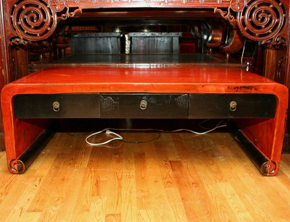 Chinese Shanxi Lacquer Coffee Table With Drawers