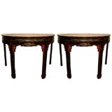 Chinese 18th Century Pair of Demilune Tables Consoles