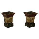 Pair of Toleware Painted and Parcel Gilt Coupes, 19th Century