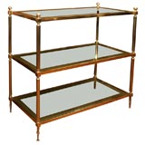 Reeded Bronze and Glass Three-Tier Etagere, 20th Century