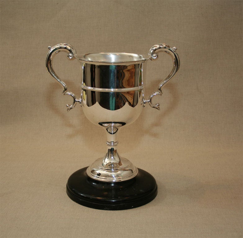 Silverplate Trophy Cup Mounted on an Ebonized Base by Elkington