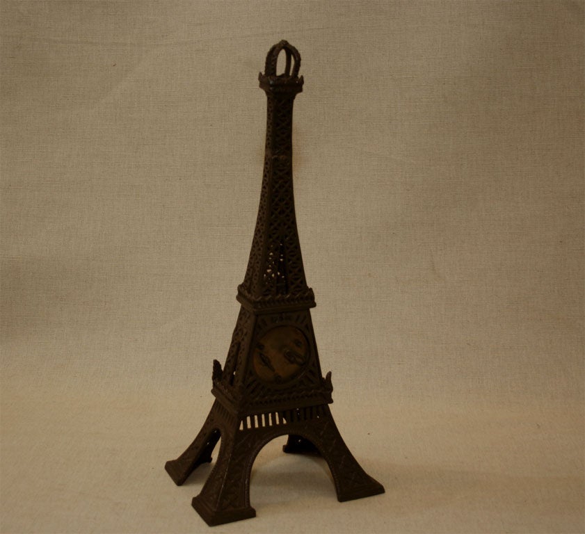 Iron Model of the Eiffel Tower, Inset Clock, Dated 1889 2